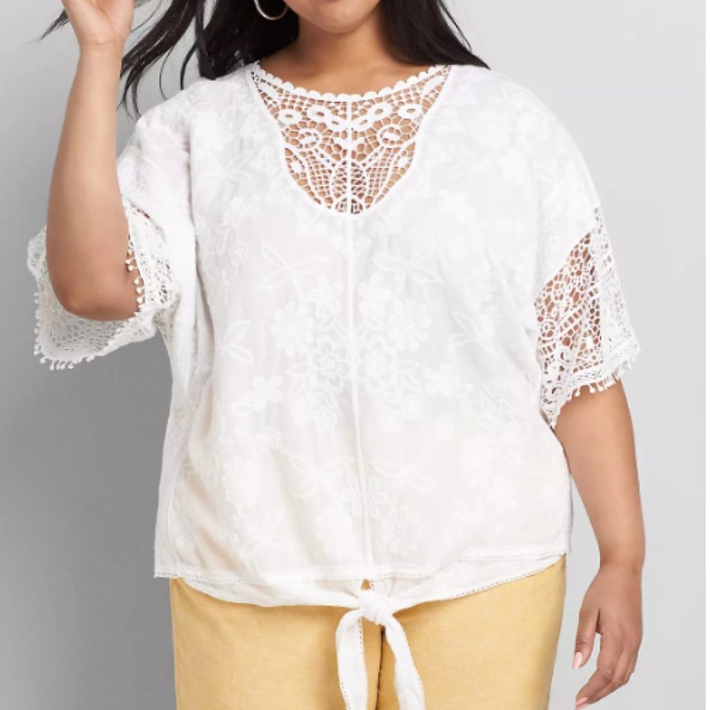 Lant Bryant Tie-Hem Crochet Top